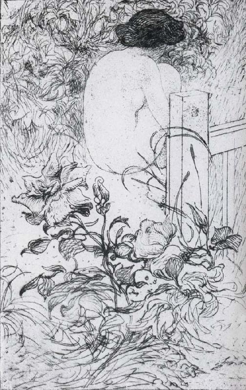Carl Larsson A Rose and a Back Etching oil painting image